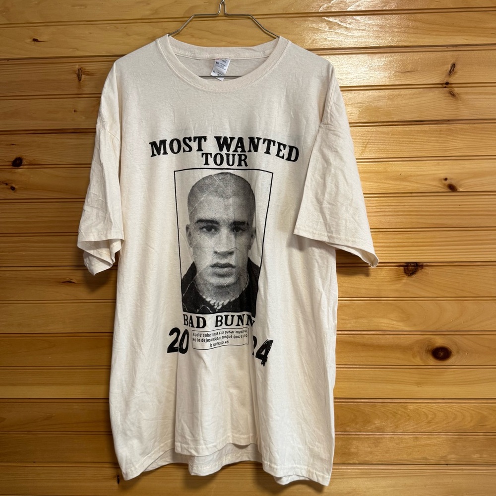 Bad Bunny Most Wanted Tour Tee 2024 Cream XL